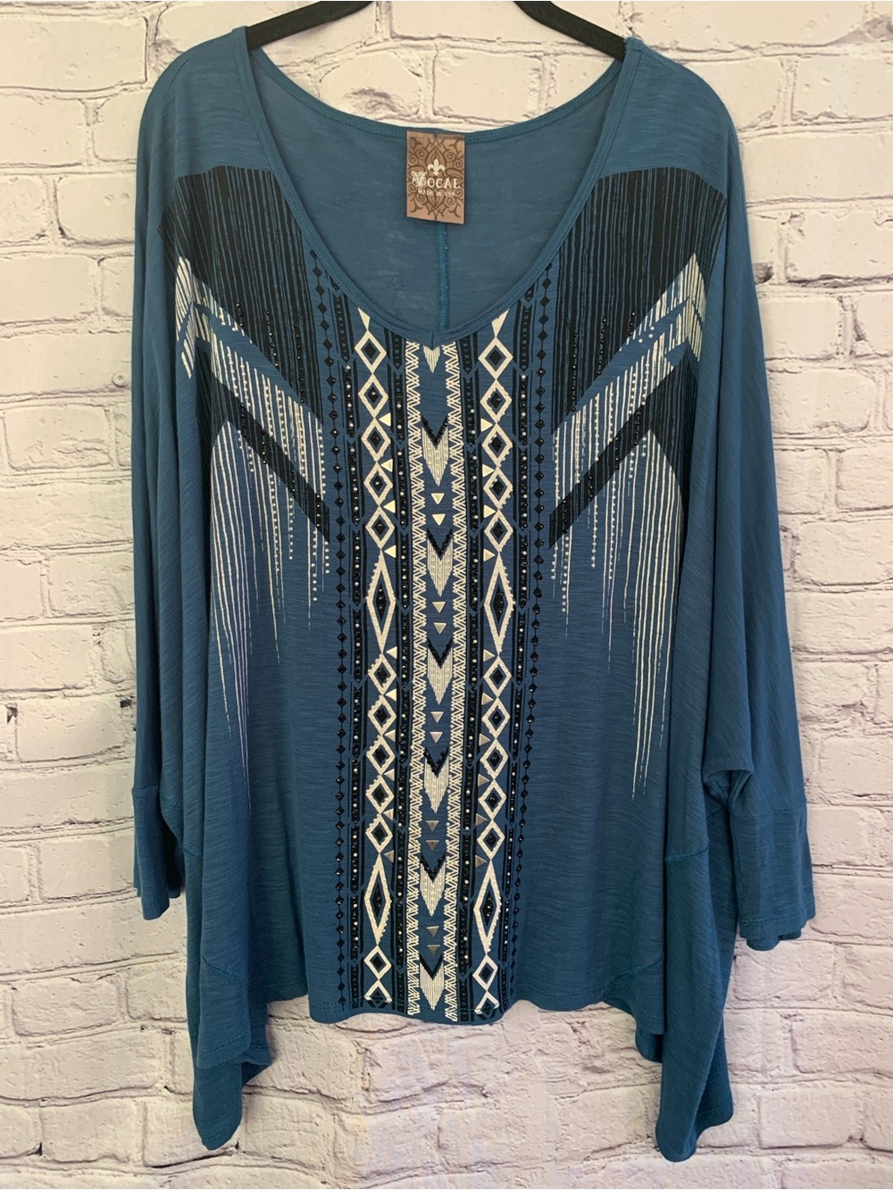 Boho Embroidered Teal Women’s Top by